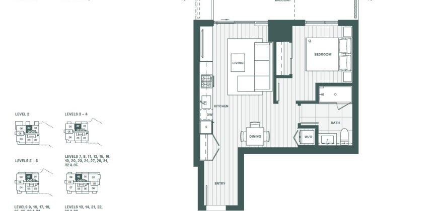 BURQUITLAM – ELMWOOD – JUNIOR 1 BEDROOM, 1 BATHROOM CONDO